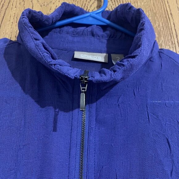Chico’s Purple Lightweight Zip Front Jacket in Textured Thin Fabric Sz-L/XL - Picture 3 of 6